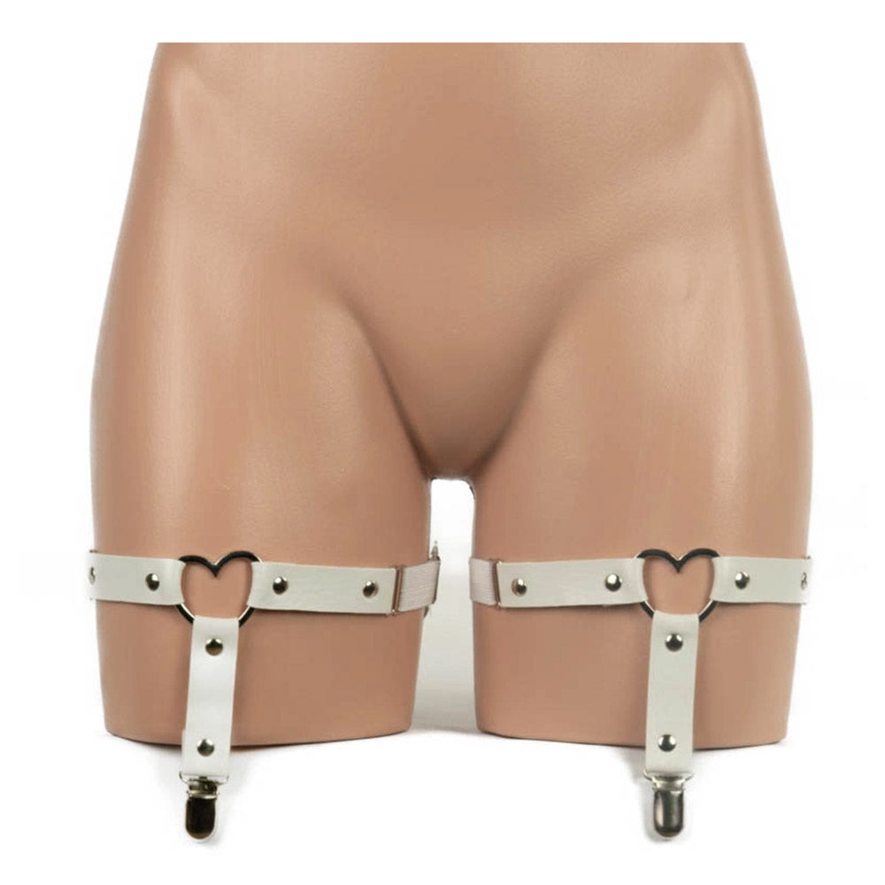 Poison Rose Faux Leather Heart Garter Pair