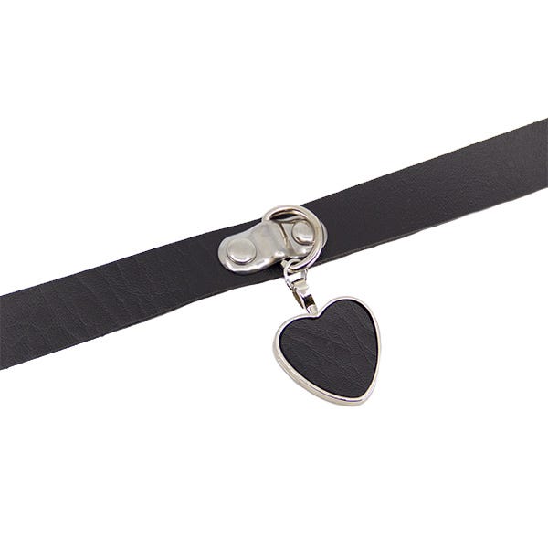 Love In Leather Black Faux Leather Heart Choker