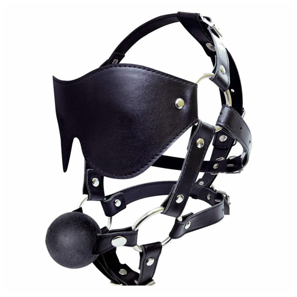 Mysterious Eye Mask Harness and Ball Gag
