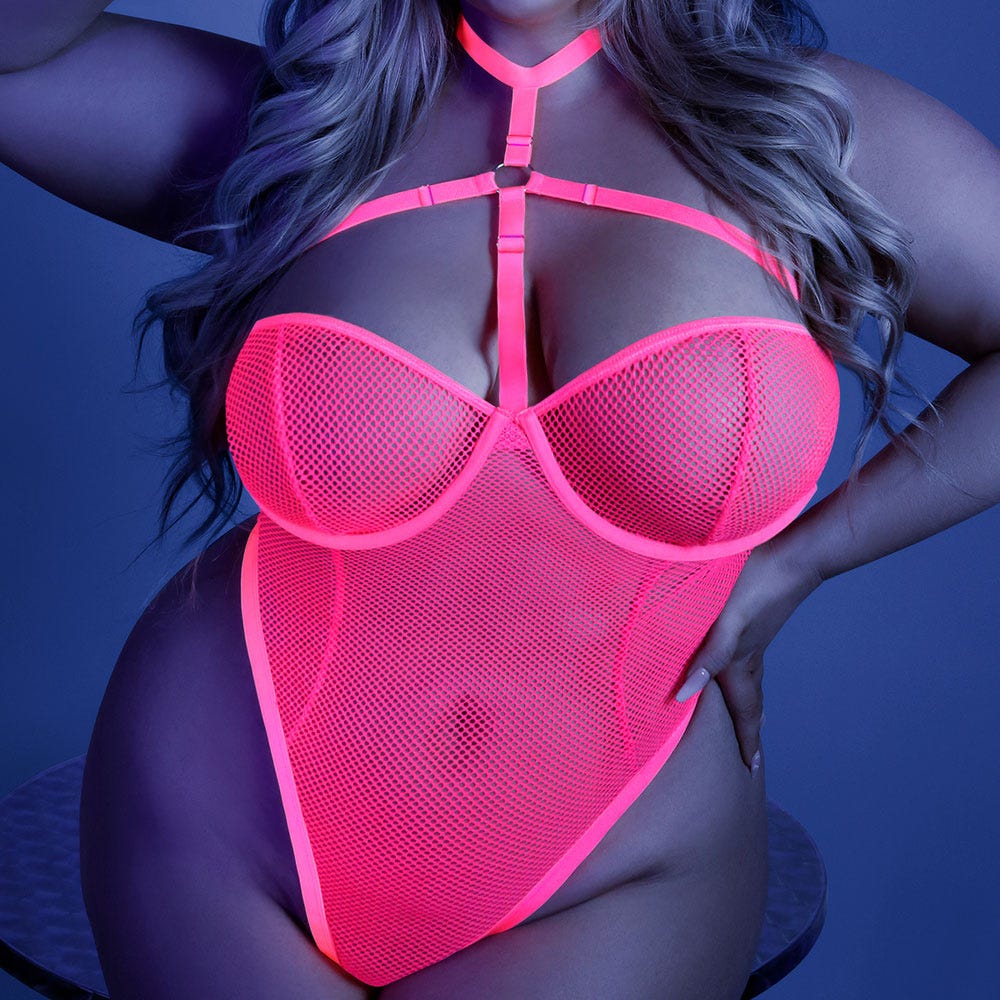 Fantasy Lingerie Glow All Nighter Harness Bodysuit
