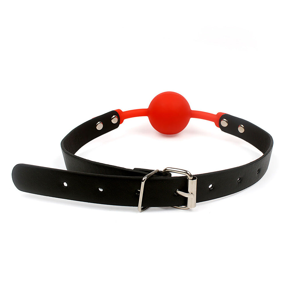 Love in Leather Red Faux Leather Gag with Silicone Ball