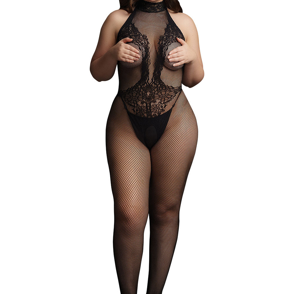 Le Desir Fishnet & Lace BodyStocking - Black Queen Size