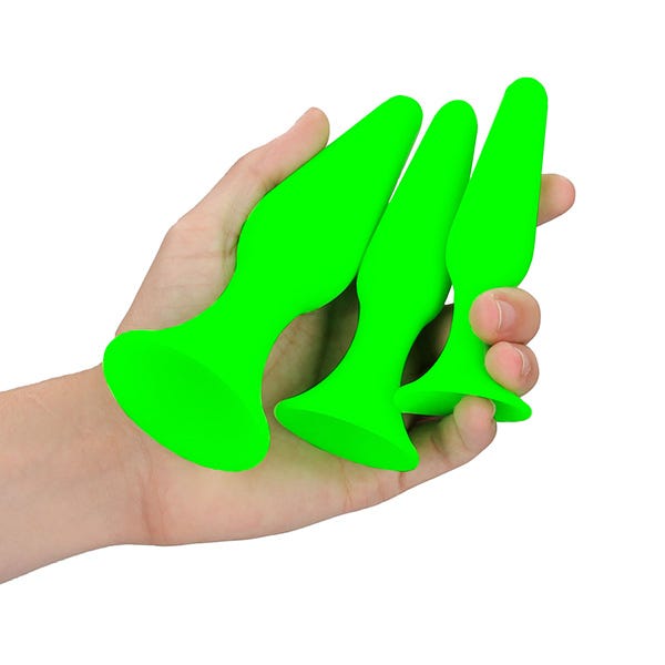 Ouch! Glow In The Dark Silicone Butt Plug Set