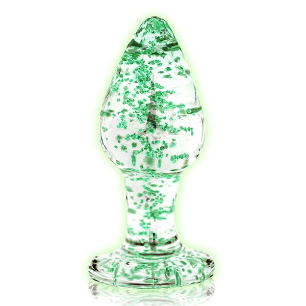 Ouch! Large Glow In the Dark Glass Butt Plug