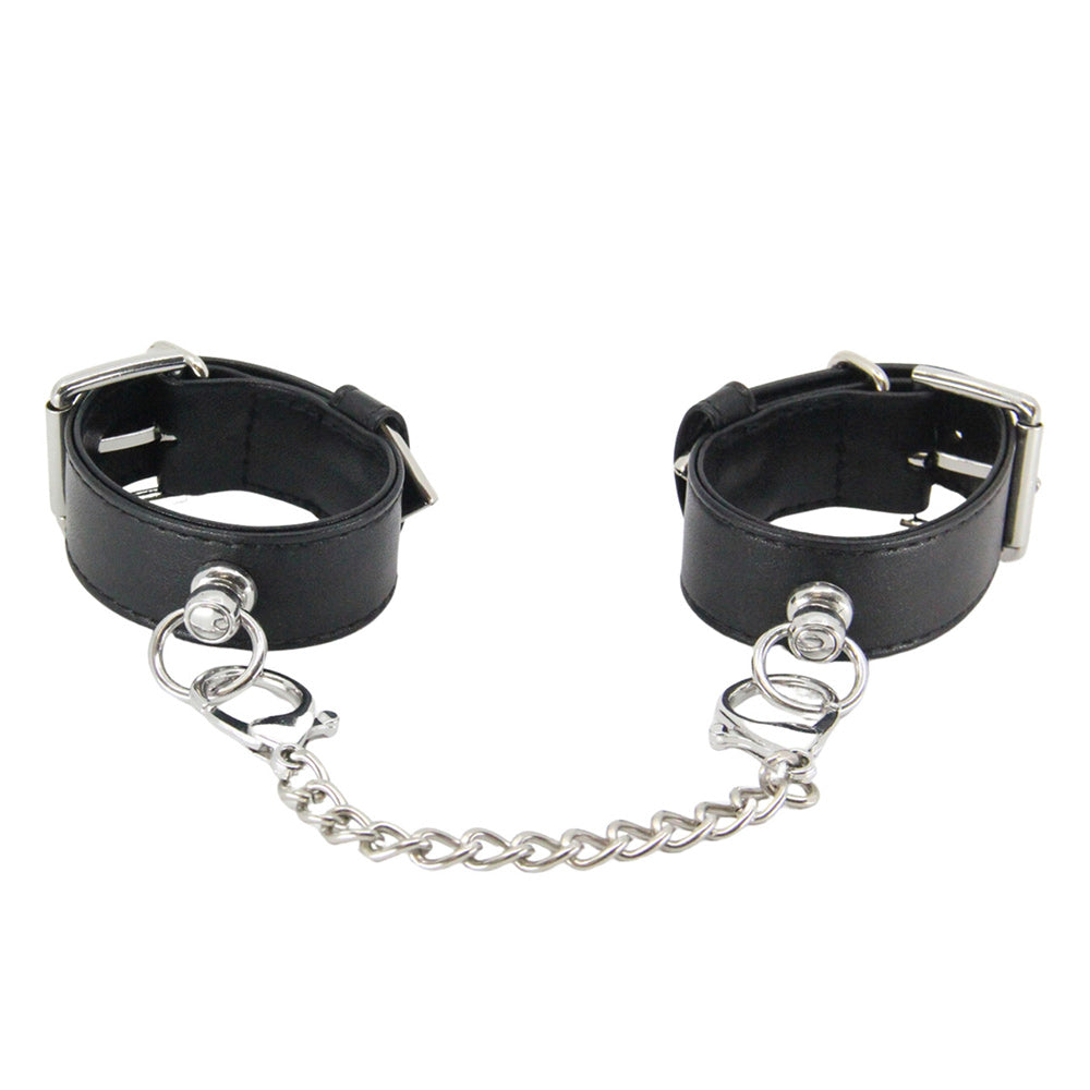 Love in Leather Silver Tip Handcuffs