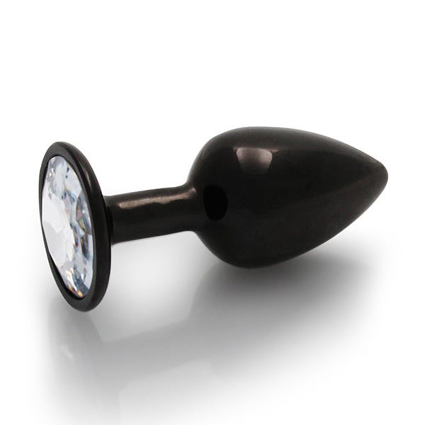 Ouch Clear Gem Metal Black Plug Small