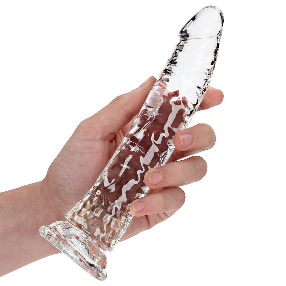 RealRock 9 Inch Crystal Clear Realistic Dildo with Balls & Suction Cup Base