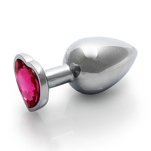 Ouch Pink Heart Gem Metal Plug Medium