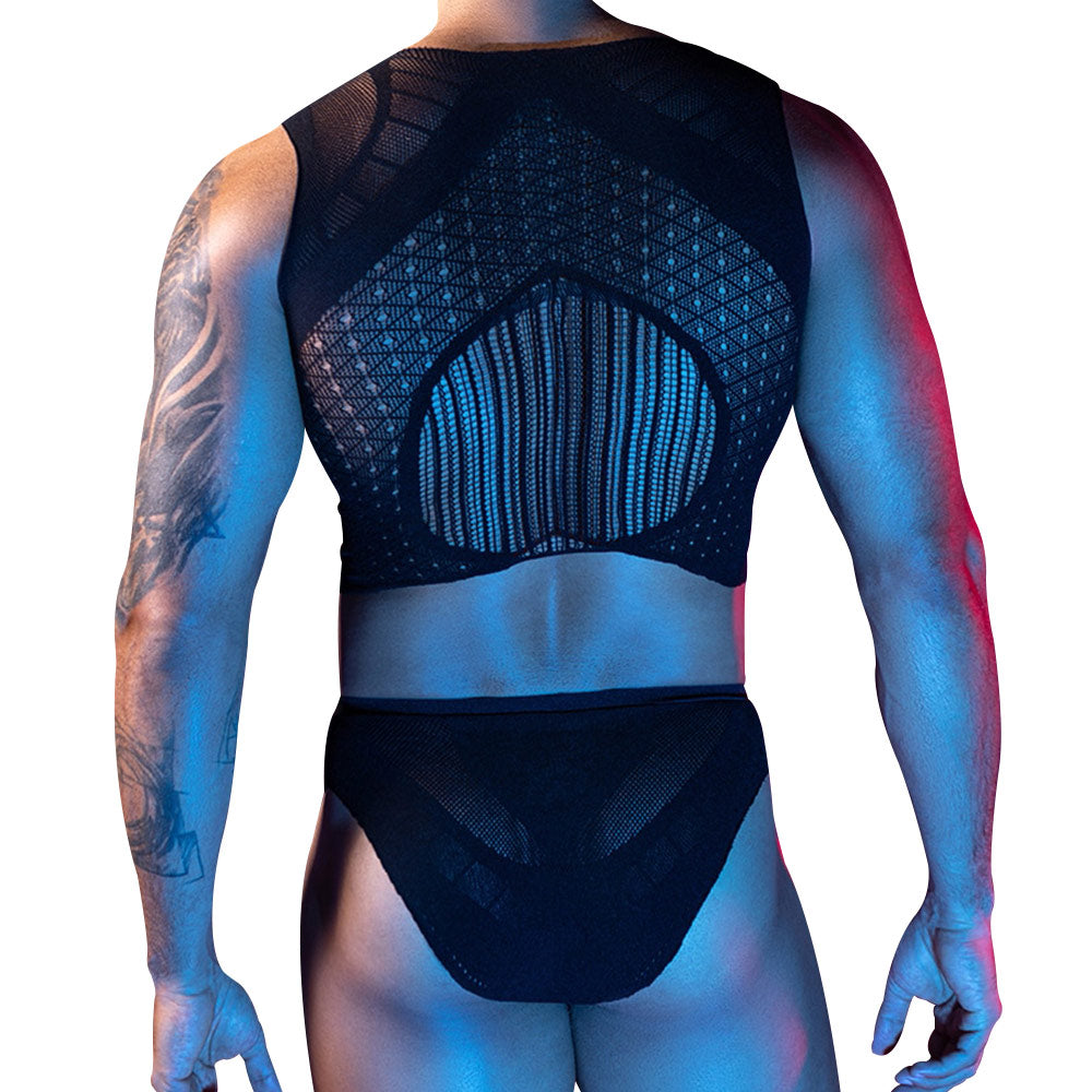 Love In Leather Stripe Singlet & Brief Set
