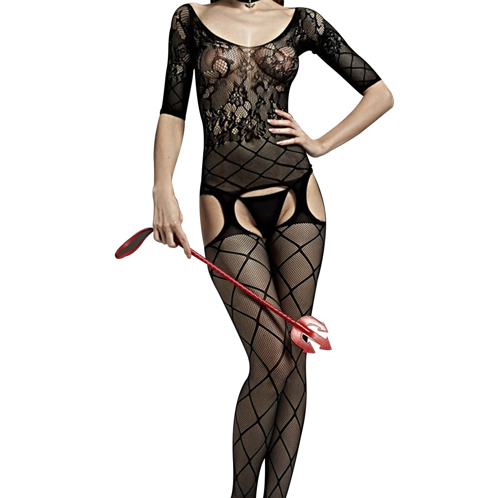 Love in Leather Rimes Stocking Top with attached Garter Stockings