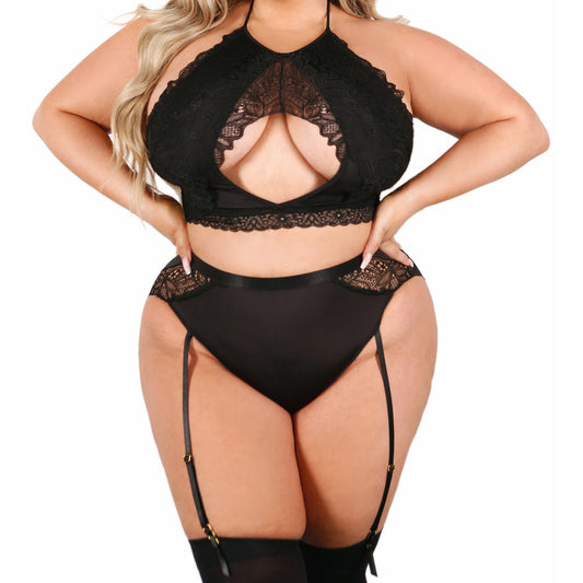 Fantasy Lingerie Curve Sadie Halter Bralette & Panty Set