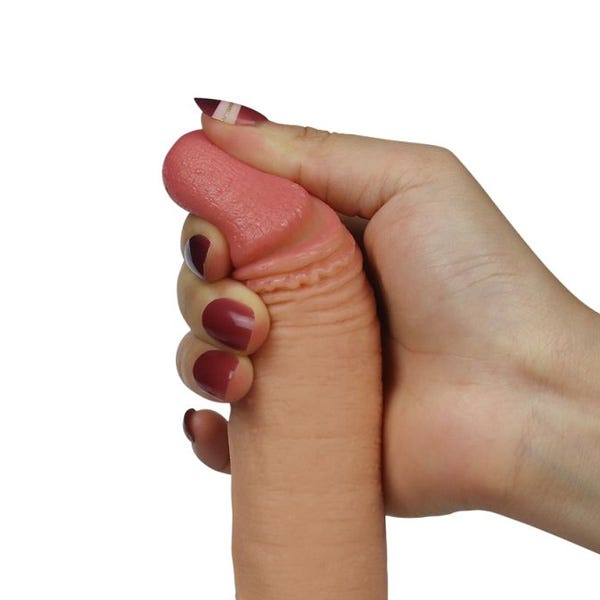 Lovetoy 7-Inch Dual-Layered Platinum Silicone Nature Cock with Balls Dildo