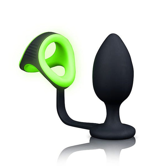 Ouch! Butt Plug with Glow In The Dark Cock Ring and Ball Strap