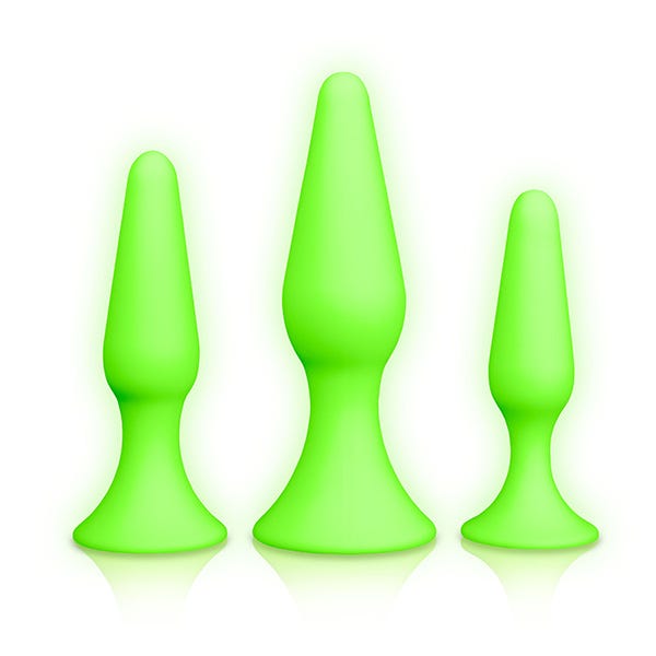 Ouch! Glow In The Dark Silicone Butt Plug Set