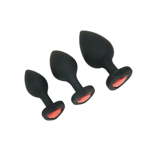 Whipsmart Heartbreaker 3-Piece Silicone Crystal Heart Anal Training Set