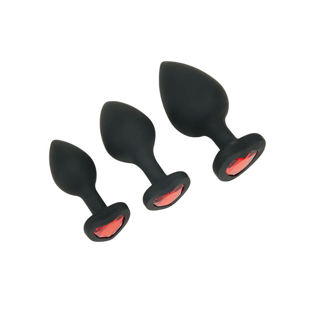 Whipsmart Heartbreaker 3-Piece Silicone Crystal Heart Anal Training Set