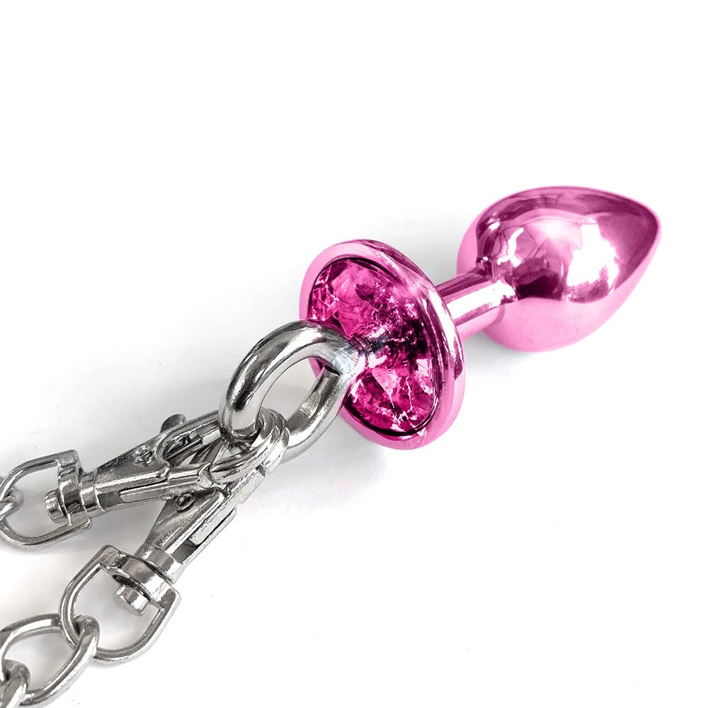 Nixie Metal Butt Plug Cuff Set - Pink