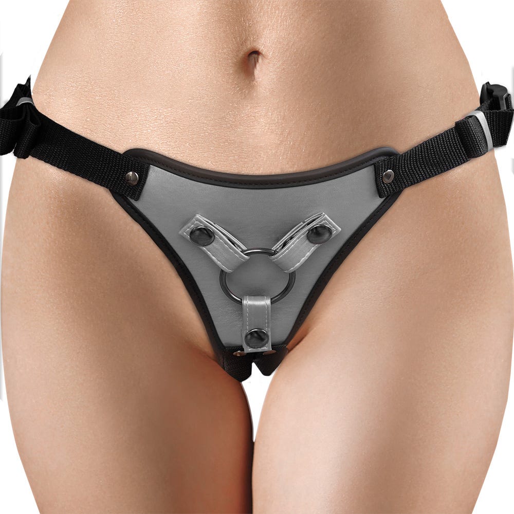 Shots Ouch! Metallic Strap-on Harness Gunmetal