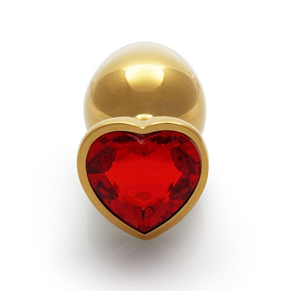 Ouch Red Heart Gem Metal Gold Plug Medium