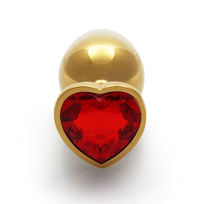 Ouch Red Heart Gem Metal Gold Plug Medium