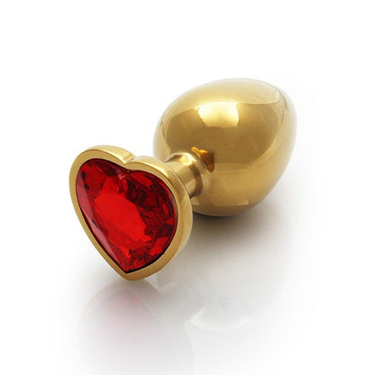 Ouch Red Heart Gem Metal Gold Plug Medium