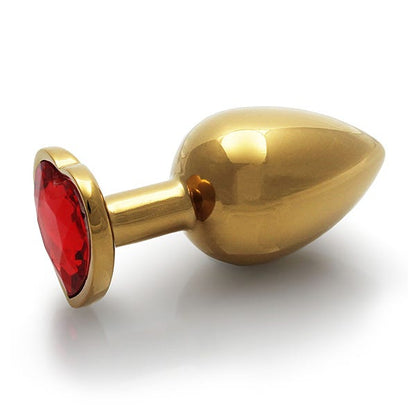 Ouch Red Heart Gem Metal Gold Plug Medium