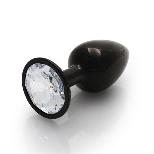 Ouch Clear Gem Metal Black Plug Small
