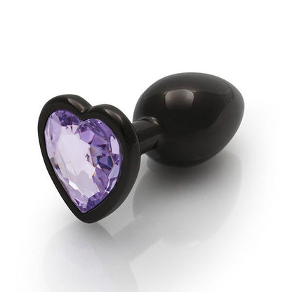 Ouch Purple Heart Gem Metal Black Plug Small