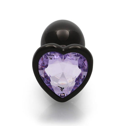 Ouch Purple Heart Gem Metal Black Plug Small