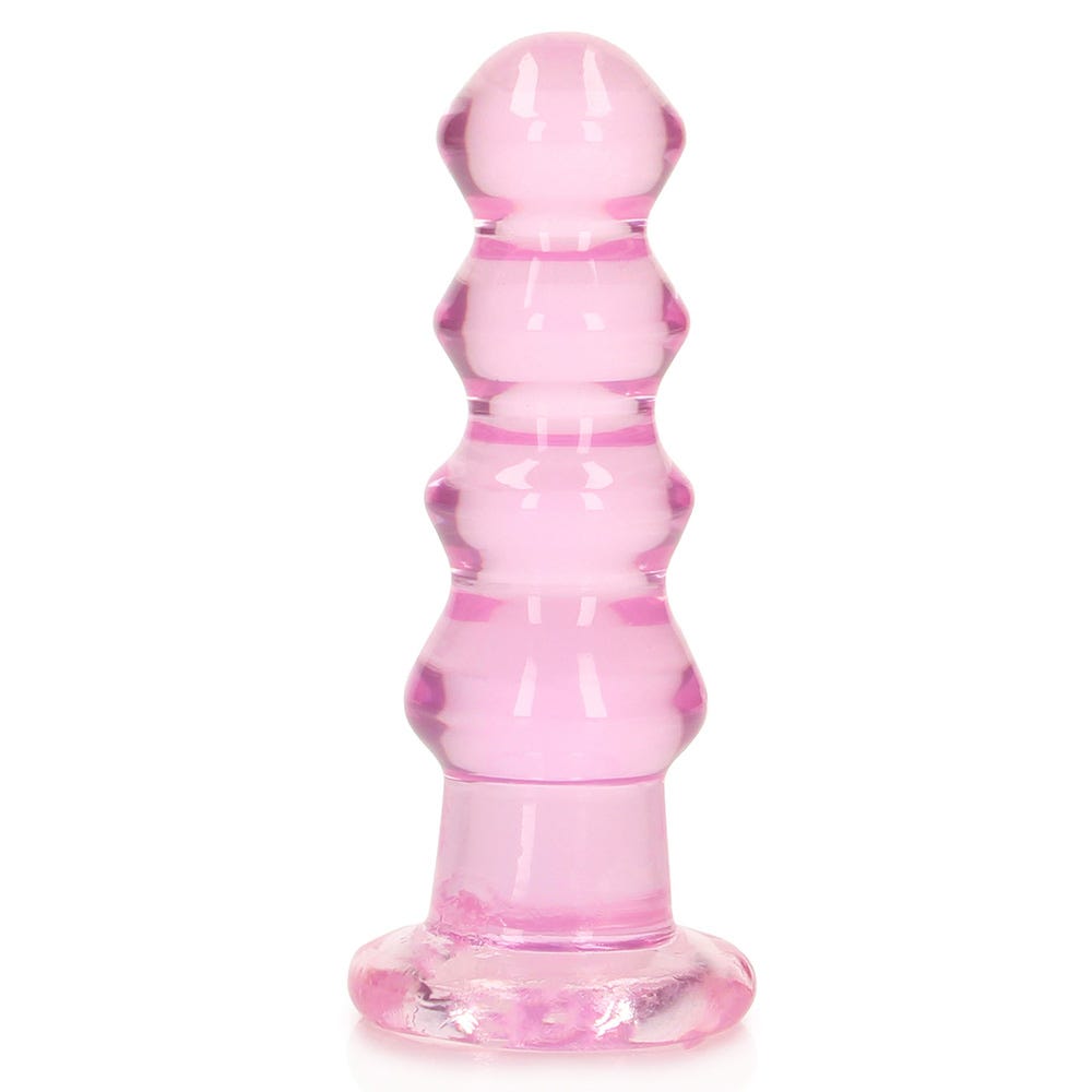 Realrock 5.5 inch Crystal Clear Ribbed Butt Plug