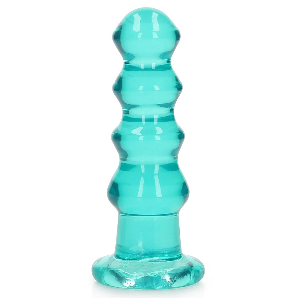 Realrock 5.5 inch Crystal Clear Ribbed Butt Plug