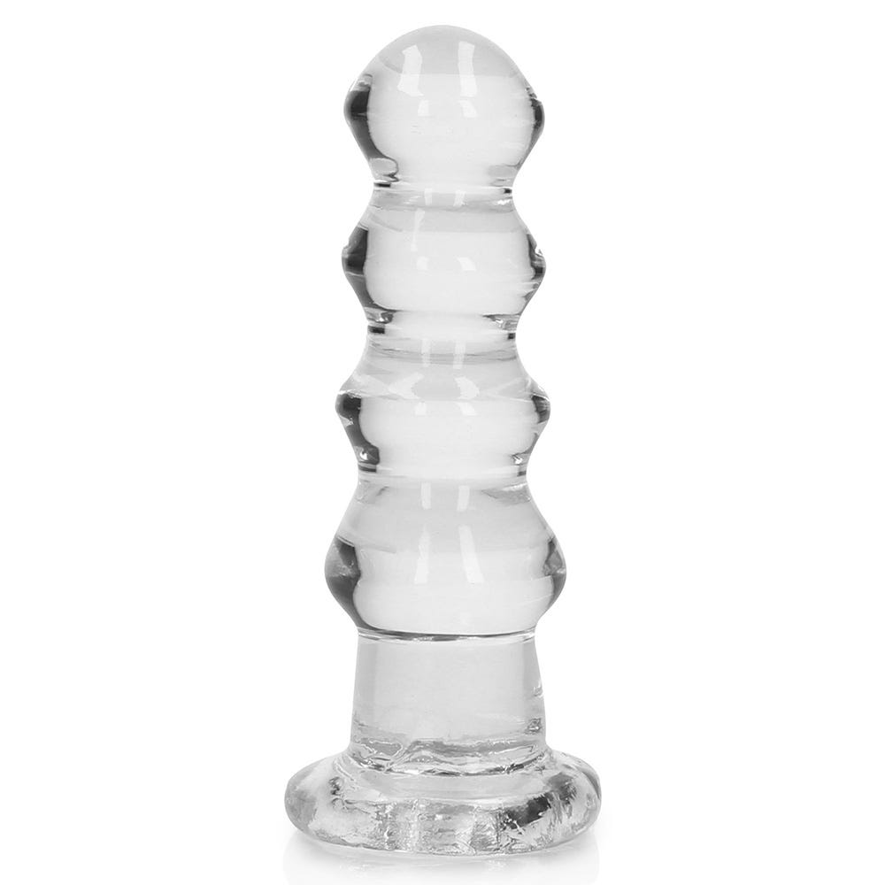 Realrock 5.5 inch Crystal Clear Ribbed Butt Plug