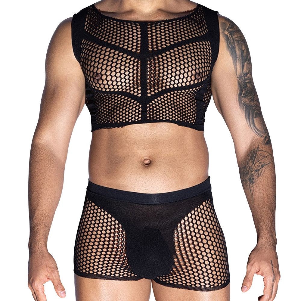Love In Leather Rib Singlet & Brief Set