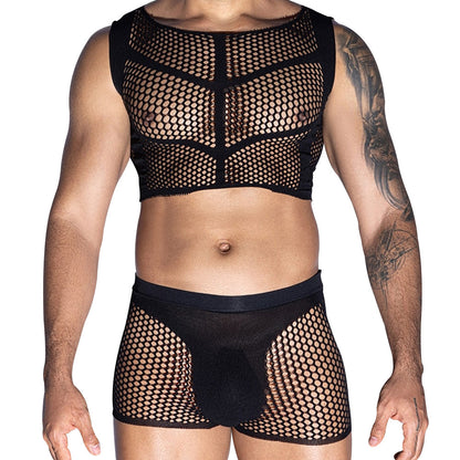 Love In Leather Rib Singlet & Brief Set