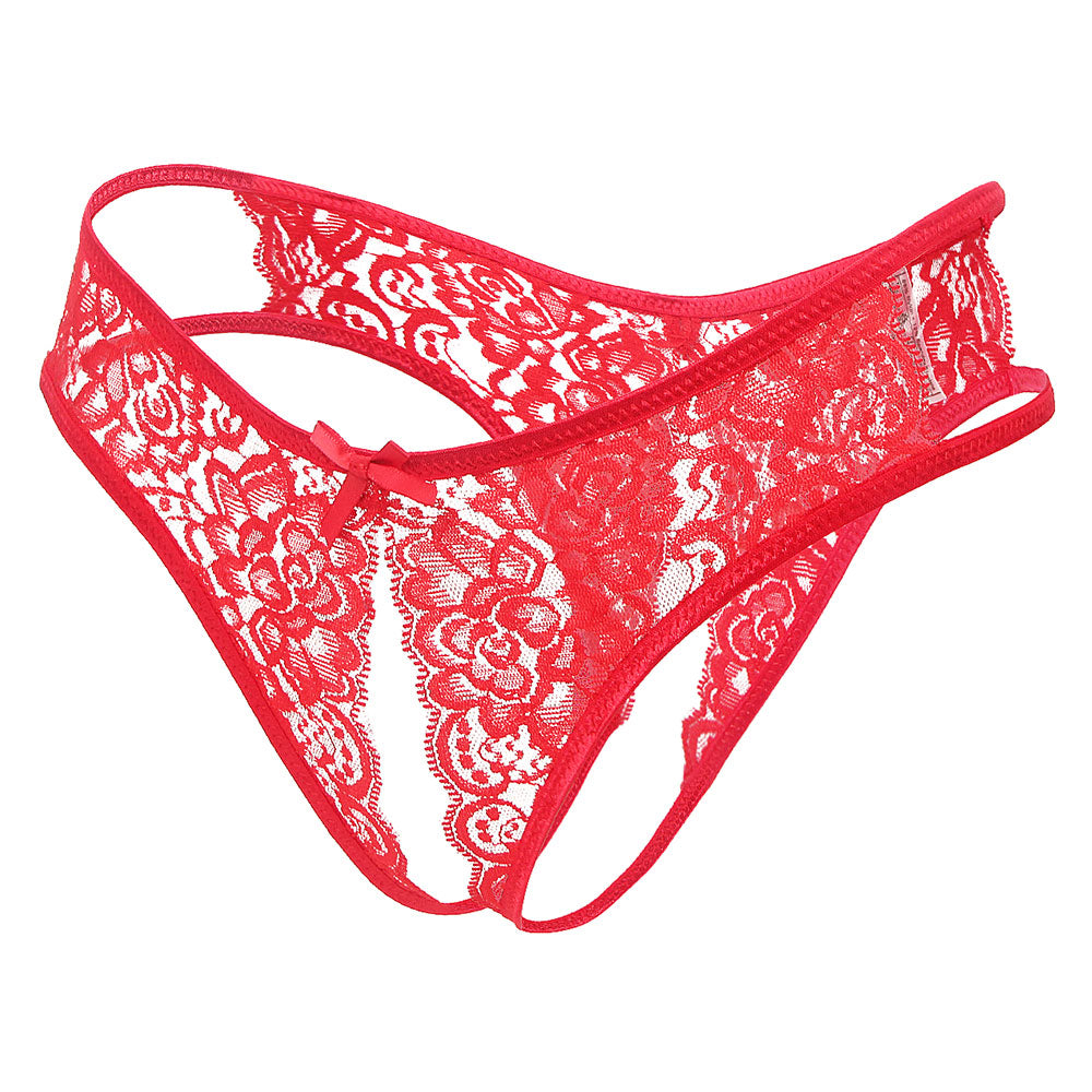 Love In Leather Crotchless Lace Panties