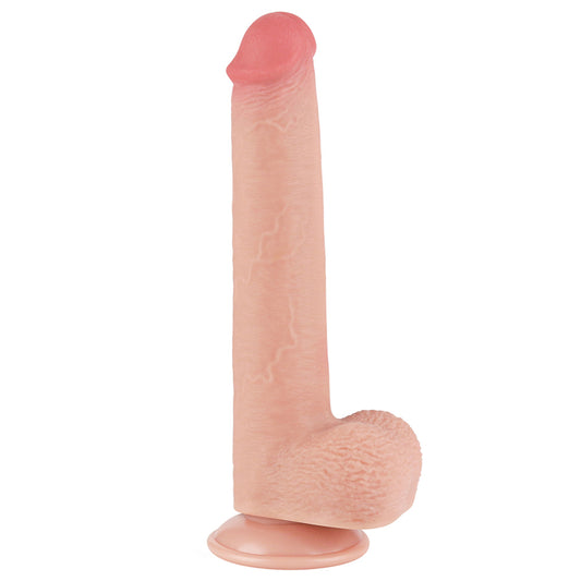 Lovetoy 9 Inch Sliding Skin Dual Layer Dong with Balls