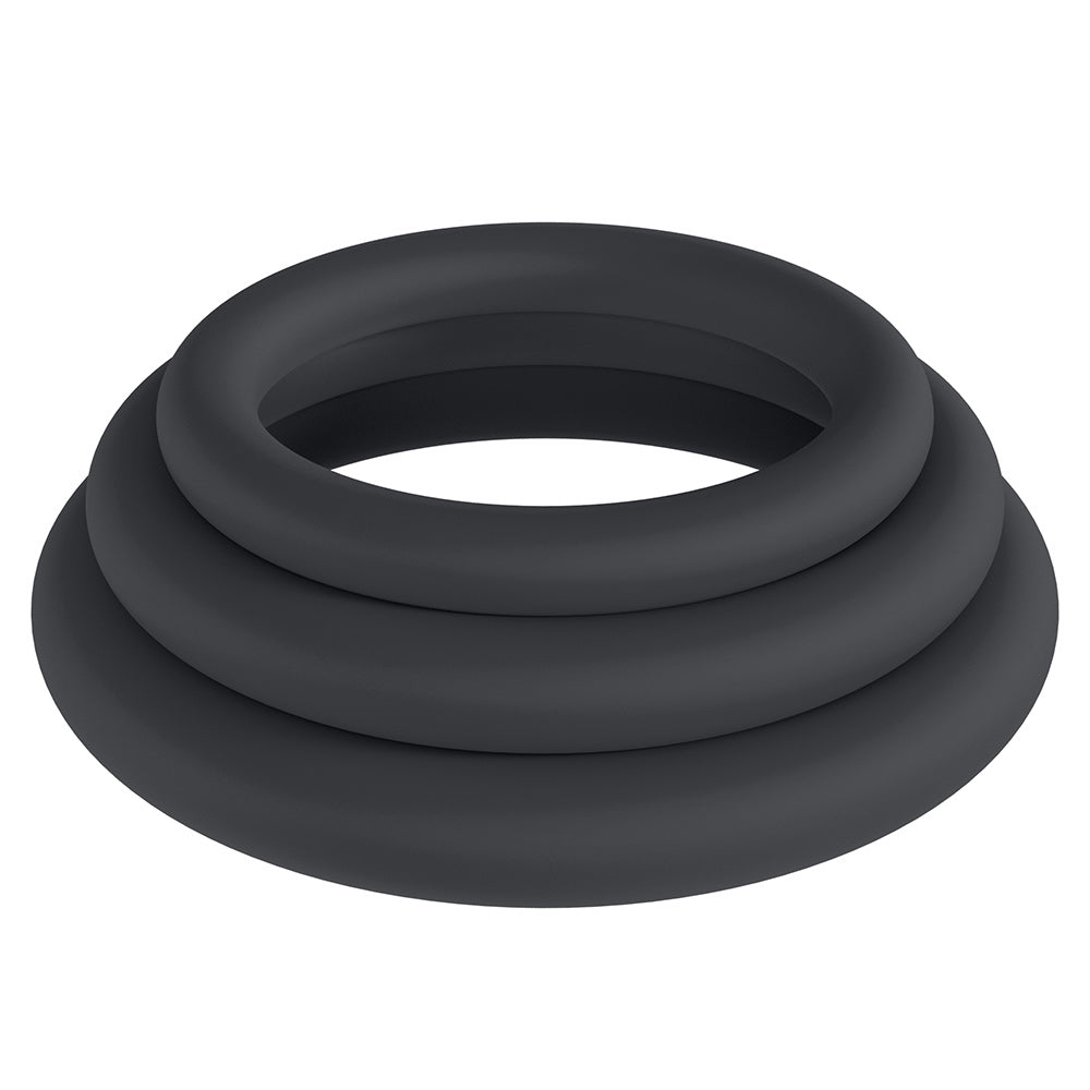 Shots LEVELZ Classic Silicone Cock Ring 3 Set - L, XL, XXL