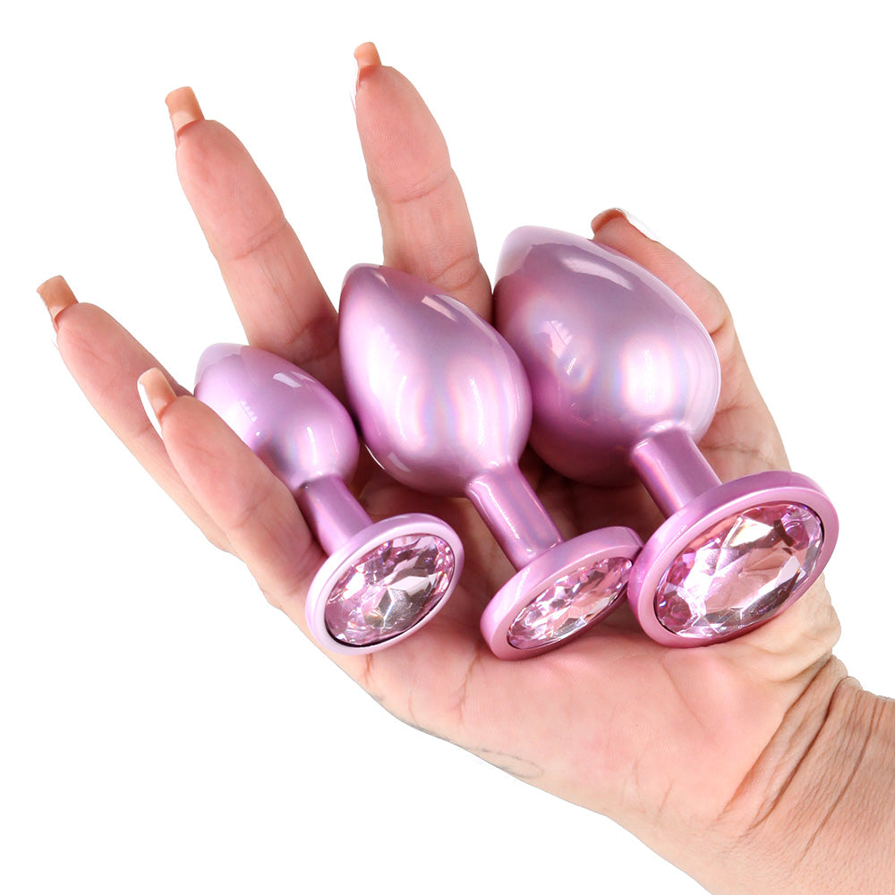 NS Novelties Rear Assets Iridescent Pink Butt Plug Kit