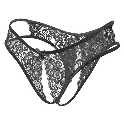 Love In Leather Crotchless Lace Panties