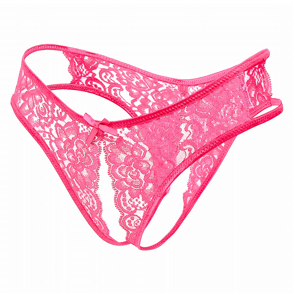 Love In Leather Crotchless Lace Panties