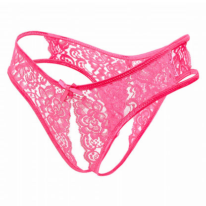 Love In Leather Crotchless Lace Panties