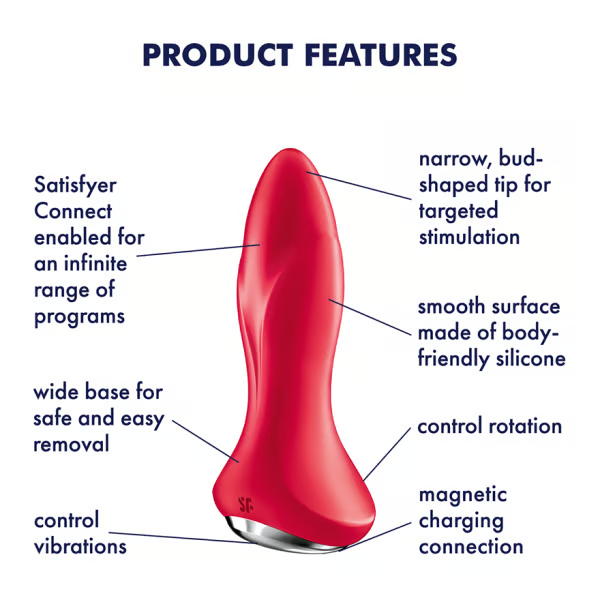 Satisfyer Rotator Plug 1 App Controlled Vibrating Butt Plug - Red