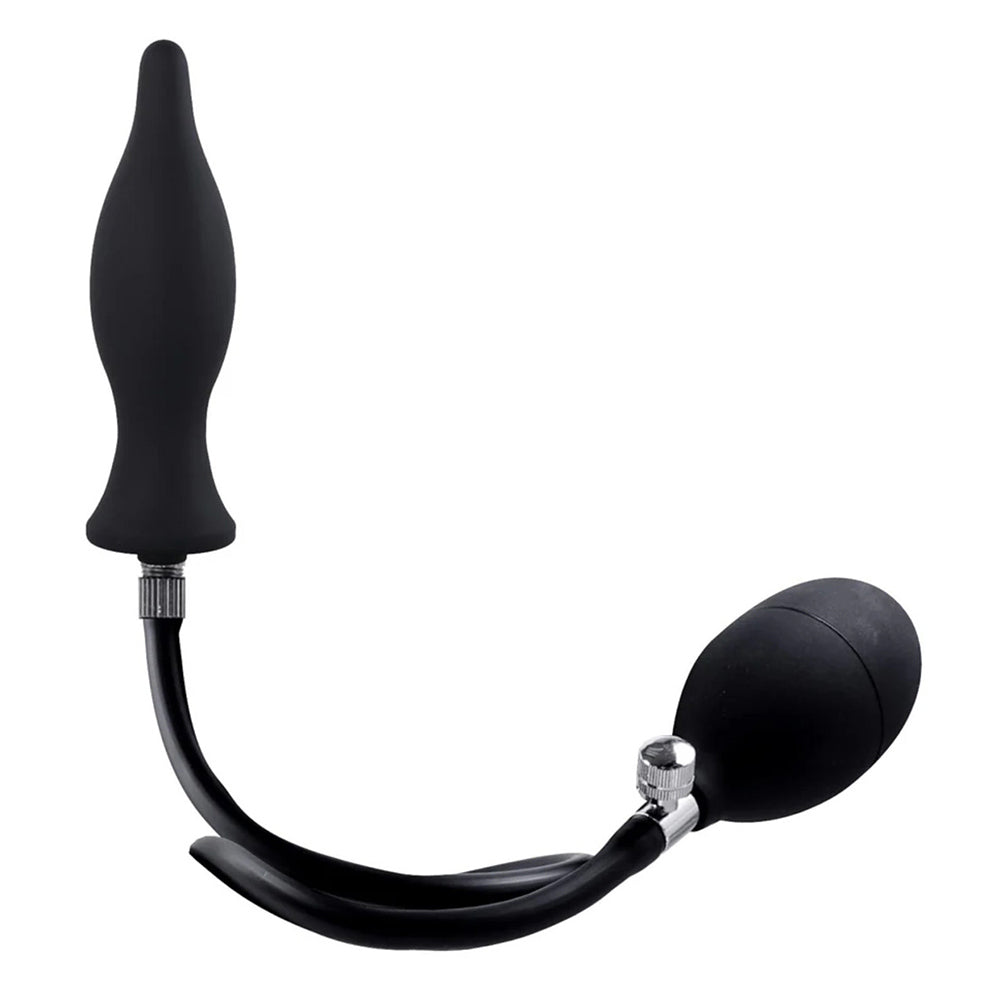 Excellent Power Strafe Teat Silicone Inflatable Butt Plug with Pump