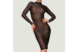 Noir Classic Tuelle Stripe Dress